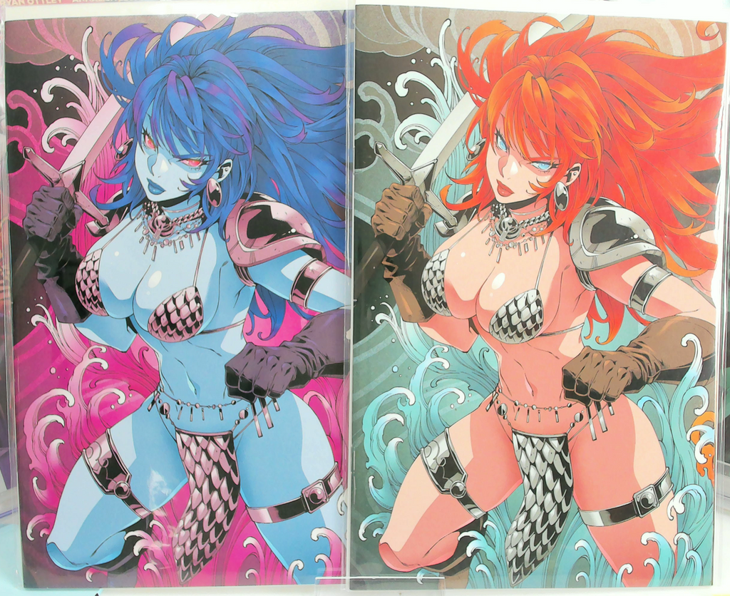 Red Sonja: She-Devil with a Sword #2 (2026) Ltd to 500 - Godtail 2-Book Variant Set (Virgin / Color Splash Virgin)